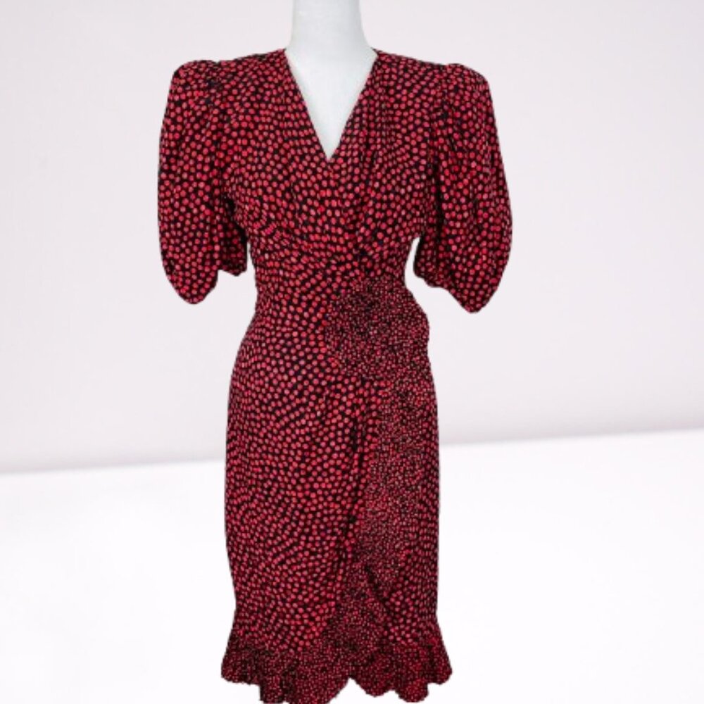 Albert Nipon Vintage Silk Wrap Ruffle Polka Dot D… - image 5